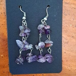 Silver Amethyst Drop Earrings